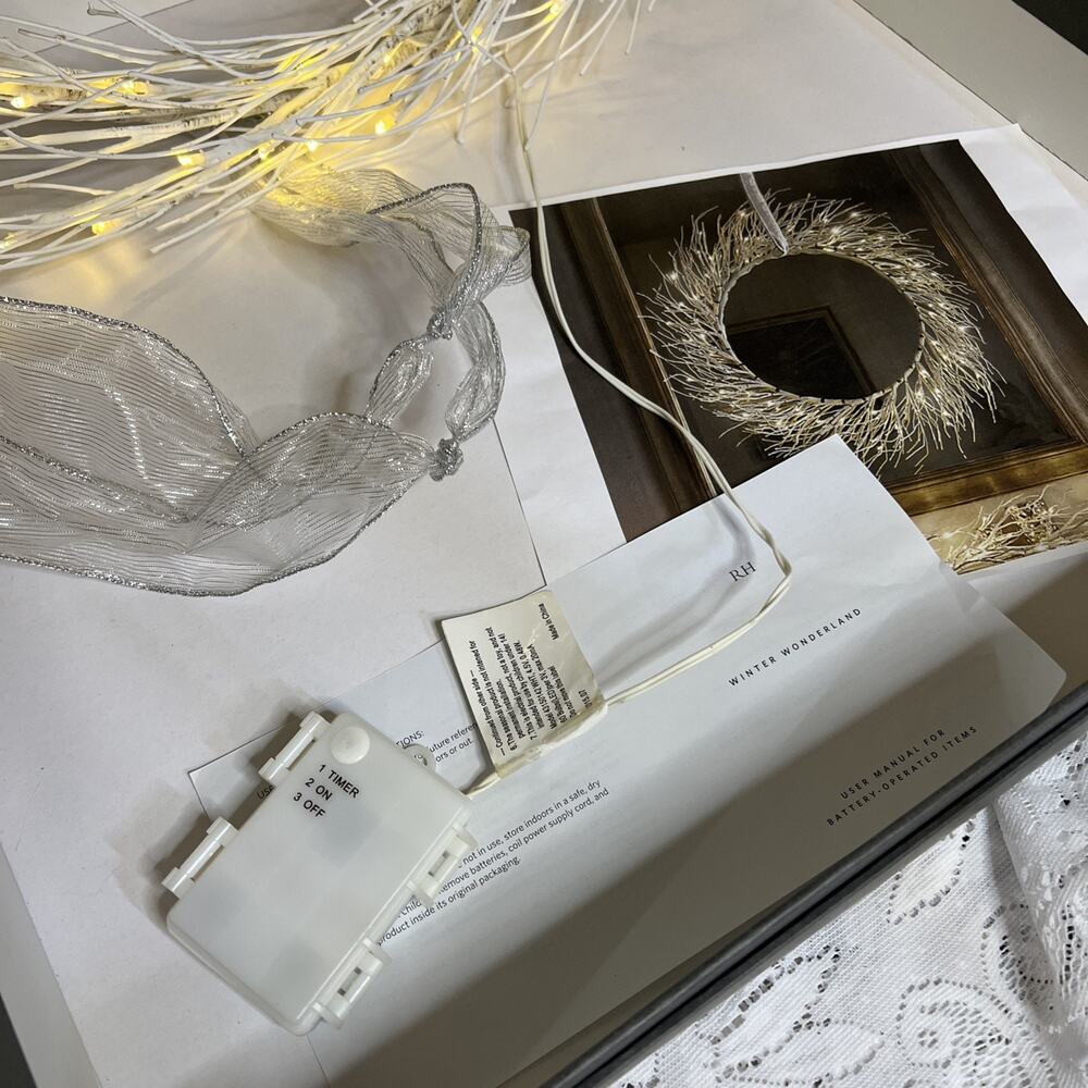 Restoration Hardware Winter Wonderland 24” Warm White Starry Lighted Wreath Box - Picture 3 of 16